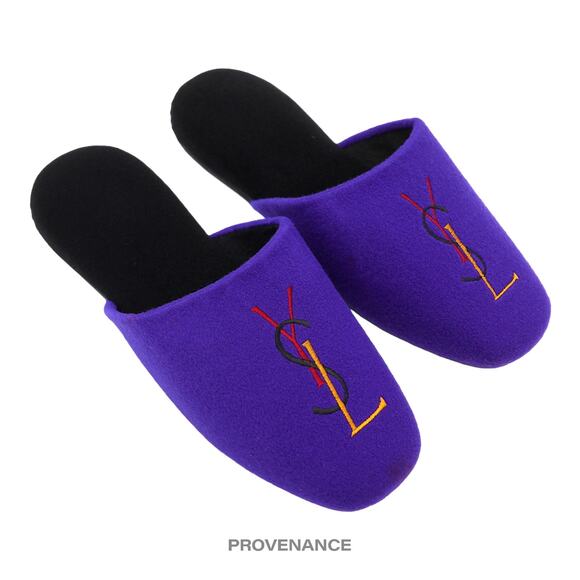 🔴 Yves Saint Laurent YSL Velour Logo Slipper - Purple - Picture 3 of 6